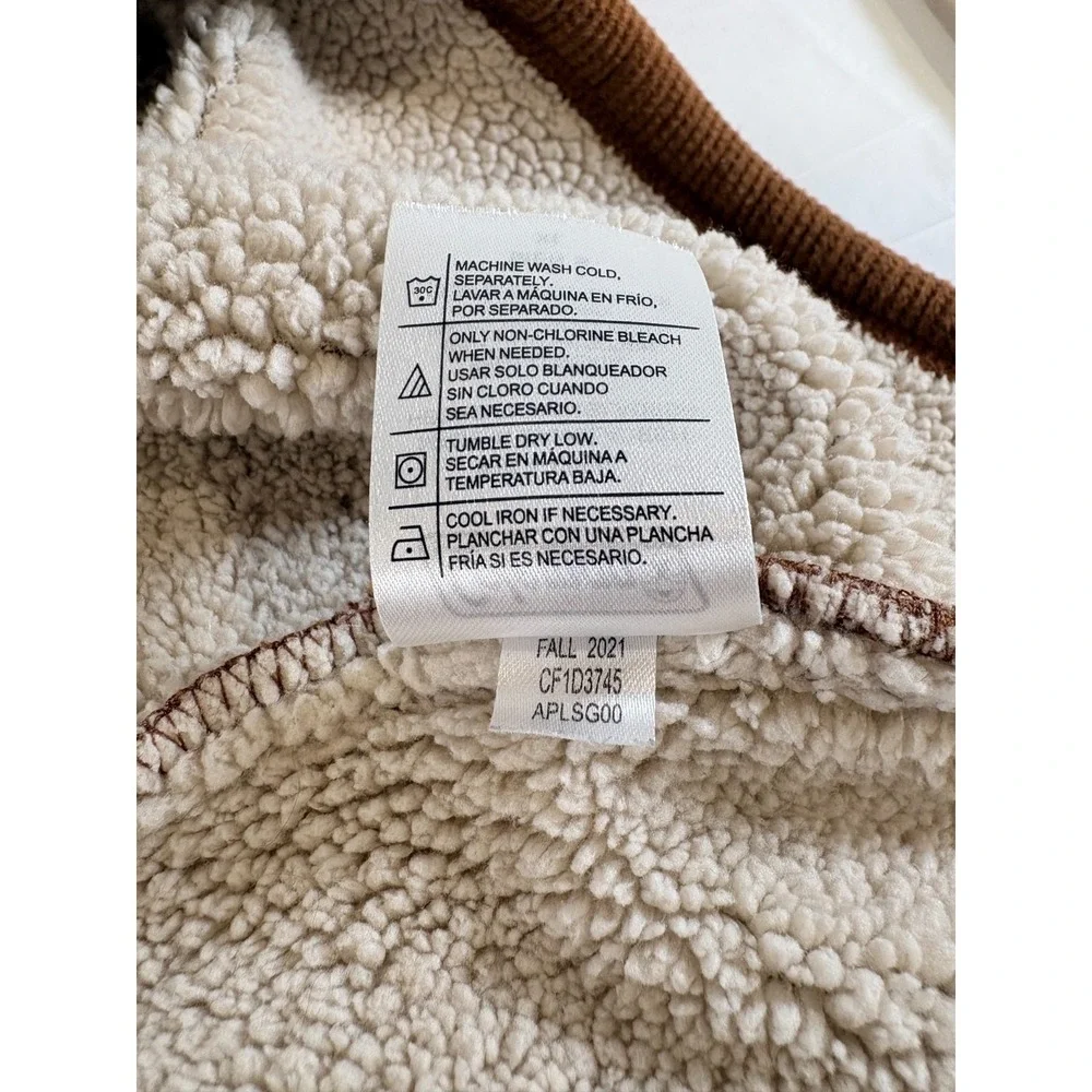 Coleman‎ Men Henley Shirt Sherpa Lined Waffle Size Extra Large XL Brown Tan